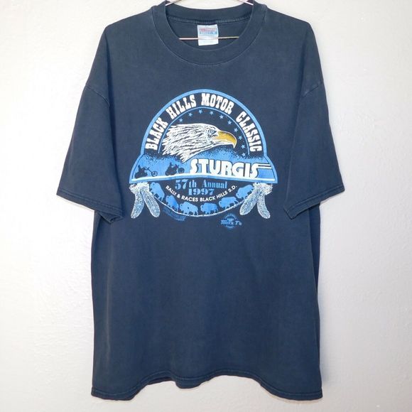 Vintage Sturgis Black Hills Rally 90s Biker Motorcycle Logo Tee Shirt Adult XL